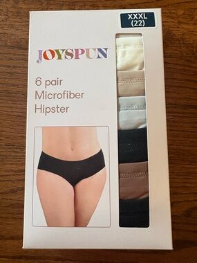 Joyspun Women's Microfiber  Hipster Panties, 6 Pack, Size XXXL NWT